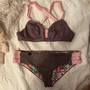 Maaji gray and pink swim suit set